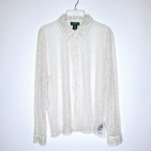 Lauren Ralph Lauren brand"A Sheer Thing in Floral"Plus-size sheer blouse size 3X